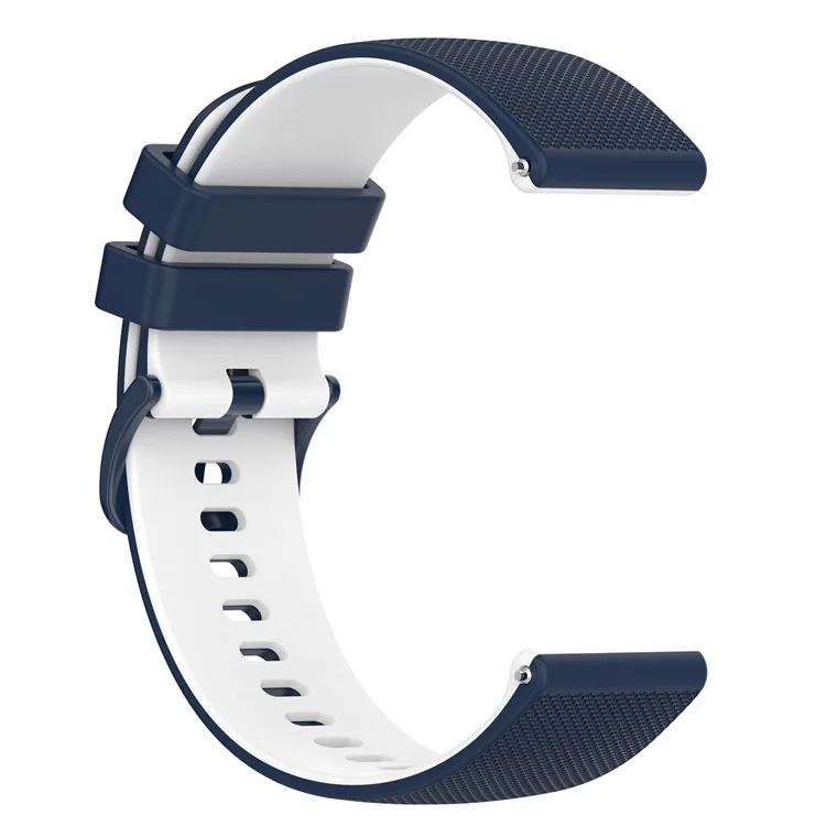 For Suunto 5 Peak / Samsung Galaxy Watch3 45mm Dual-Color Silicone Watch Band 22mm Grid Texture Sport Replacement Strap - Navy Bluewhite