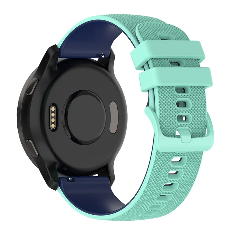 For Suunto 5 Peak / Samsung Galaxy Watch3 45mm Dual-Color Silicone Watch Band 22mm Grid Texture Sport Replacement Strap - Teal Green / Blue