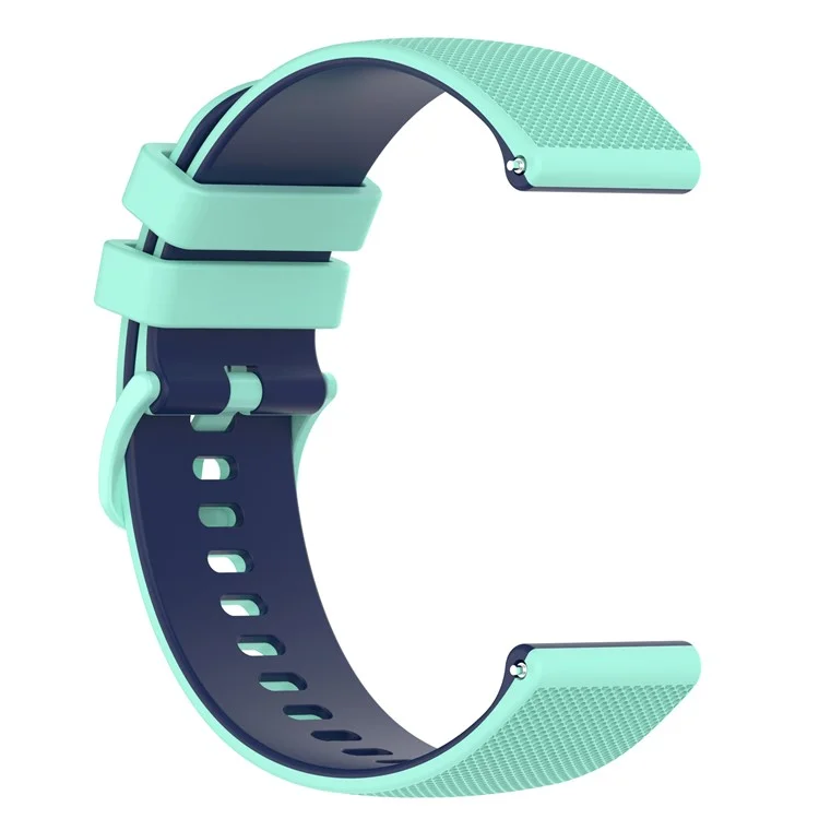 For Suunto 5 Peak / Samsung Galaxy Watch3 45mm Dual-Color Silicone Watch Band 22mm Grid Texture Sport Replacement Strap - Teal Green / Blue