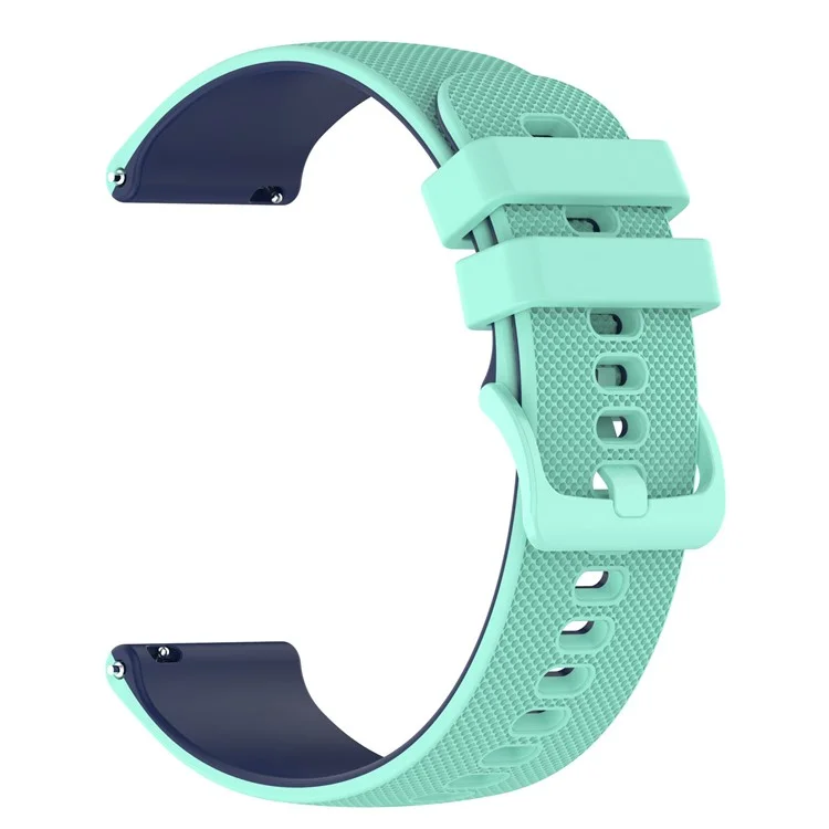 For Suunto 5 Peak / Samsung Galaxy Watch3 45mm Dual-Color Silicone Watch Band 22mm Grid Texture Sport Replacement Strap - Teal Green / Blue