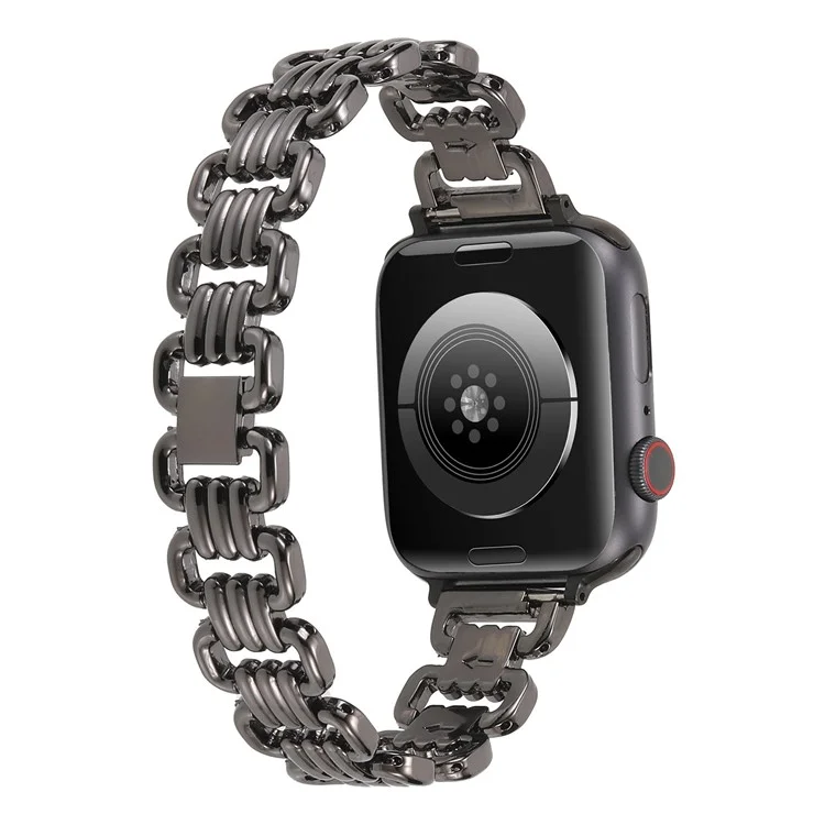 Watch Strap for Apple Watch Series 10 42mm / 9 8 7 41mm / SE (2023) SE (2022) SE 6 5 4 40mm / 3 2 1 38mm Ring Chain Metal Wrist Band - Black