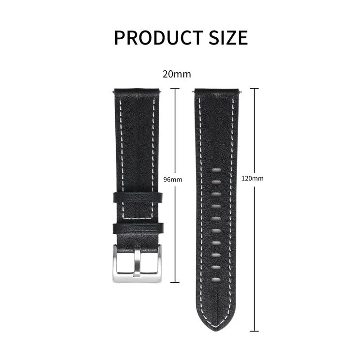 For Coros Pace 2 / Coros Apex 42mm Quick Release Genuine Leather Watch Band 20mm Watch Strap Replacement Bracelet - Black