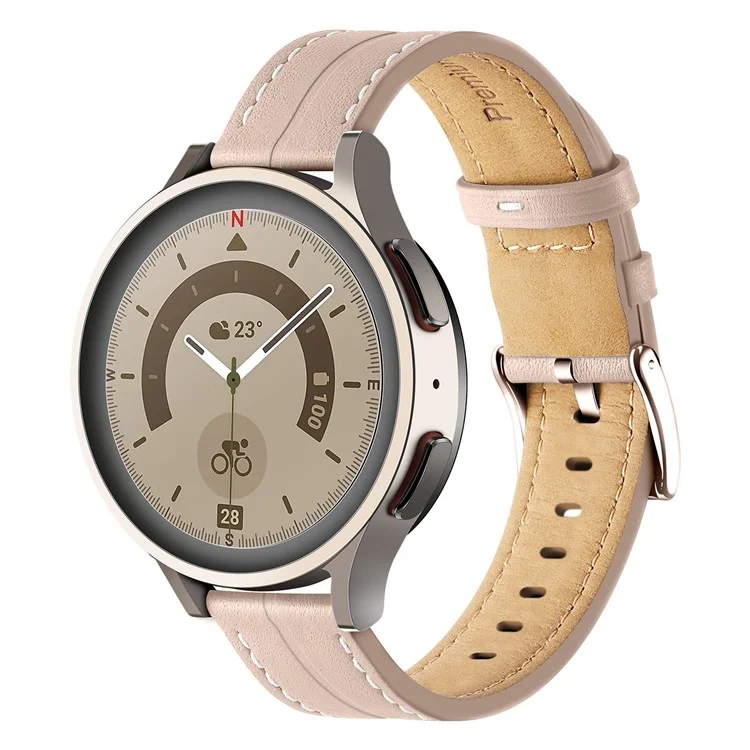 For Coros Pace 2 / Coros Apex 42mm Quick Release Genuine Leather Watch Band 20mm Watch Strap Replacement Bracelet - Light Pink