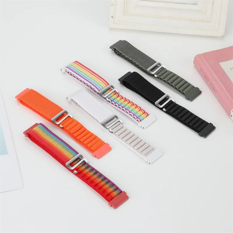 For Realme Watch 3 / Huami Amazfti GTR 4 / GTR 4 Pro Replacement Nylon Smartwatch Band 22mm Universal Adjustable Wrist Strap - White