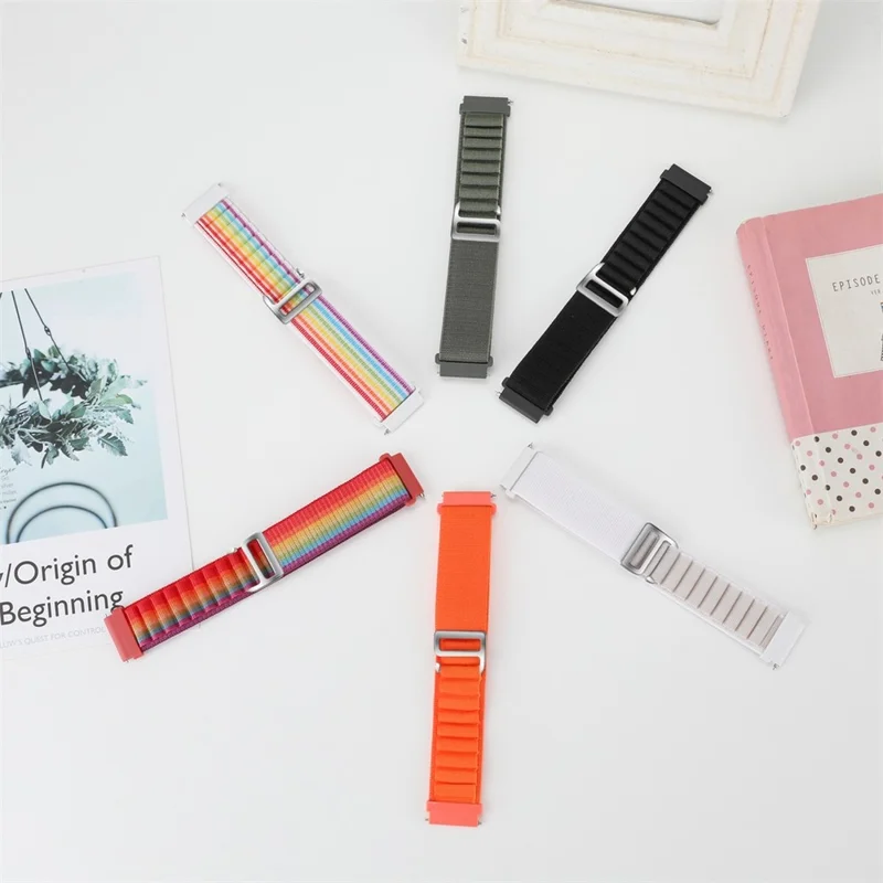 For Realme Watch 3 / Huami Amazfti GTR 4 / GTR 4 Pro Replacement Nylon Smartwatch Band 22mm Universal Adjustable Wrist Strap - White