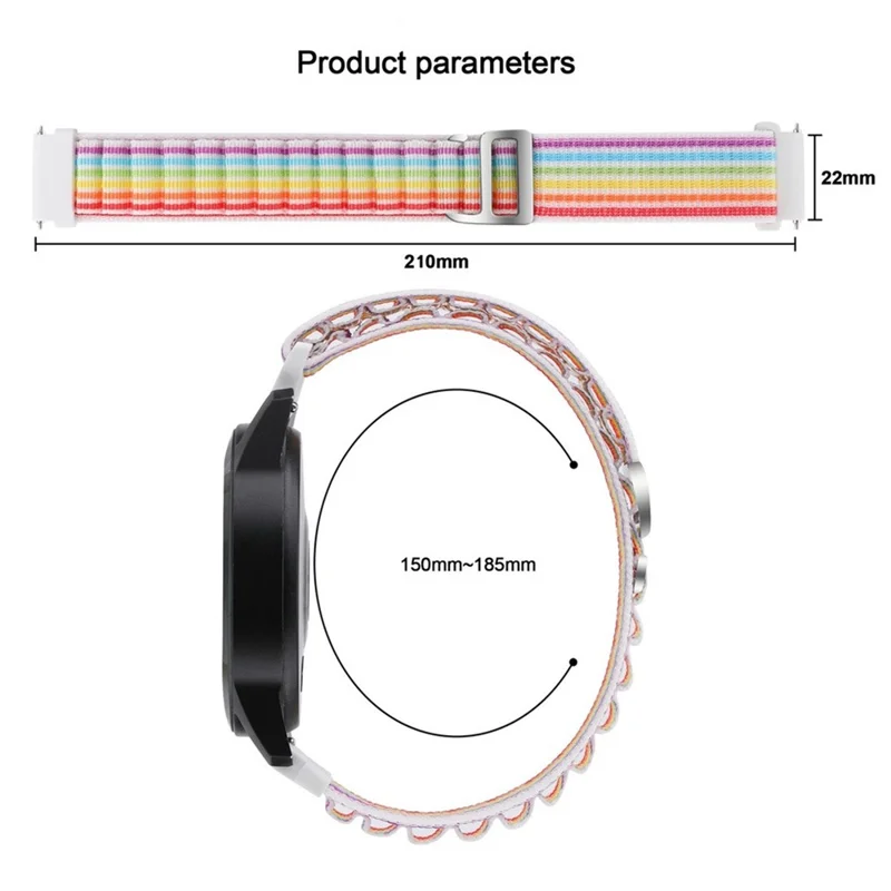 For Realme Watch 3 / Huami Amazfti GTR 4 / GTR 4 Pro Replacement Nylon Smartwatch Band 22mm Universal Adjustable Wrist Strap - White