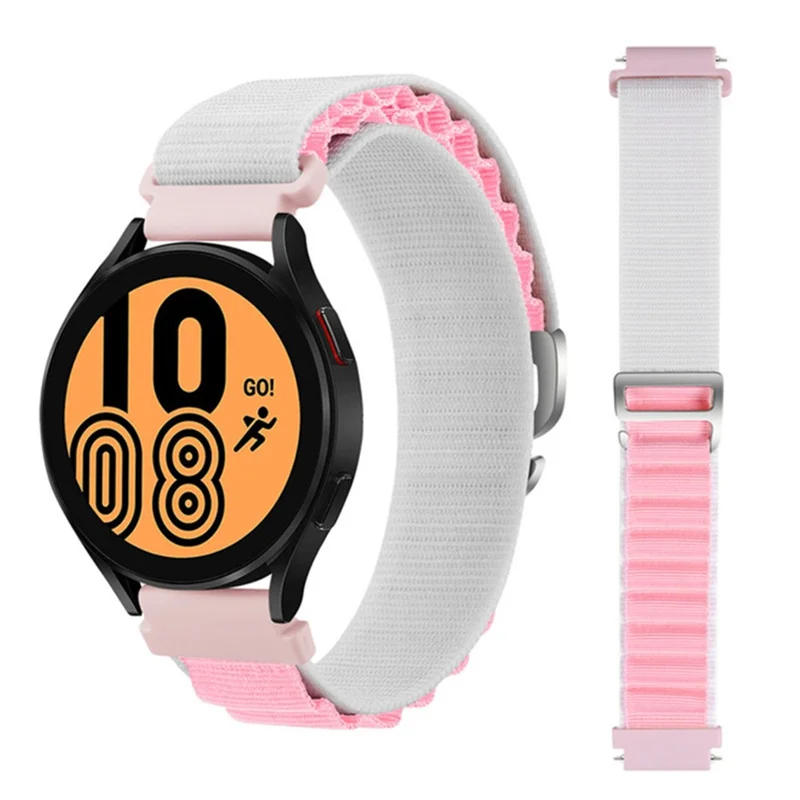 Per Coros Pace 2 / Coros Apex 42mm Sostituzione Cinturino da Polso 20mm Universale Nylon Regolabile Cinturino da Orologio - Bianco / Rosa