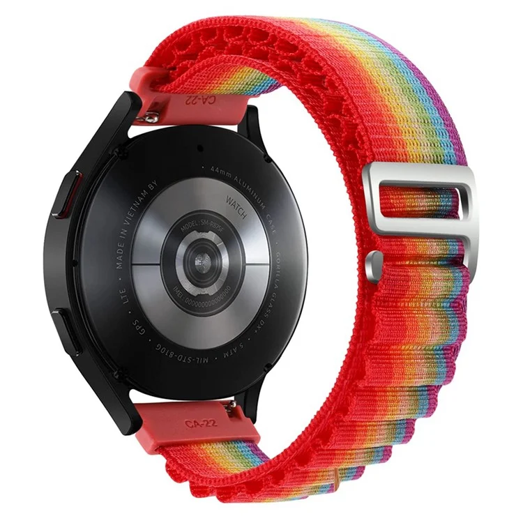 For Garmin Forerunner 255S / Venu 2S Stylish Nylon Wrist Band 18mm Universal Adjustable Smartwatch Strap - Rainbow