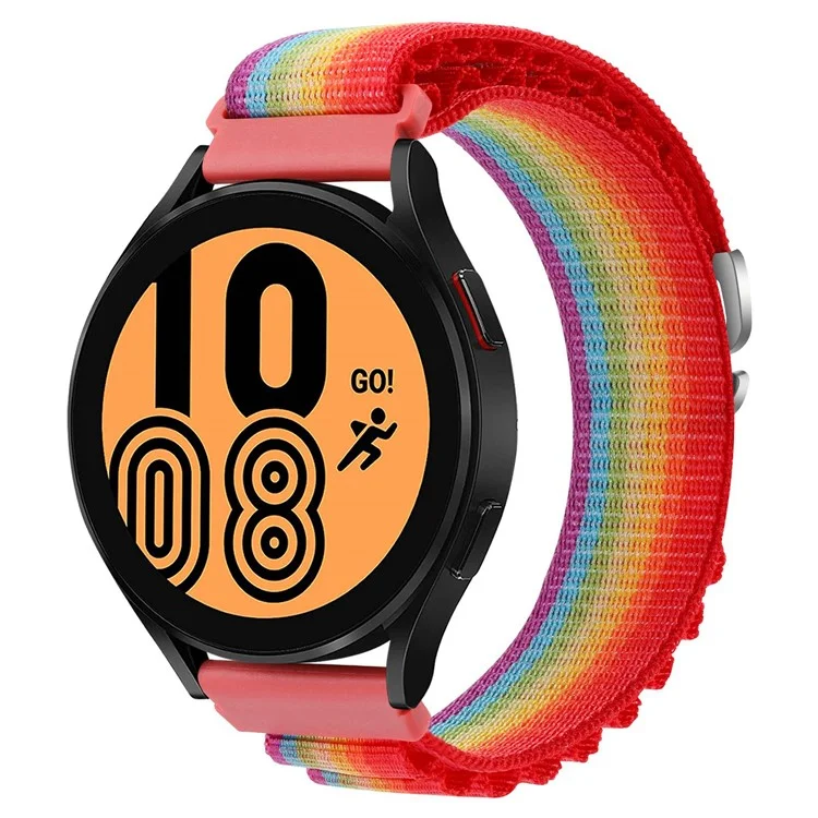 For Garmin Forerunner 255S / Venu 2S Stylish Nylon Wrist Band 18mm Universal Adjustable Smartwatch Strap - Rainbow