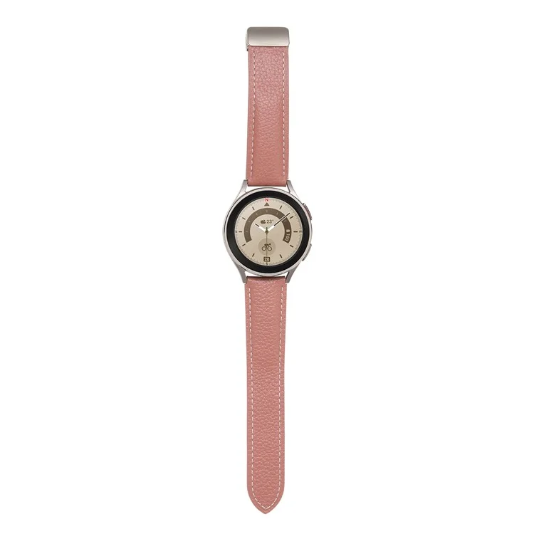 For Coros Pace 2 / Coros Apex 42mm Textured Genuine Leather Watch Band 20mm Quick Release Butterfly Buckle Strap Replacement - Deep Pink