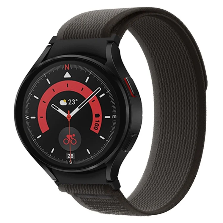 For Samsung Galaxy Watch6 40mm 44mm / Watch6 Classic 43mm 47mm / Watch 5 40mm 44mm / 5 Pro 45mm / Watch4 40mm 44mm Nylon Band Trail Loop Adjustable Sport Strap - Black  /  Grey