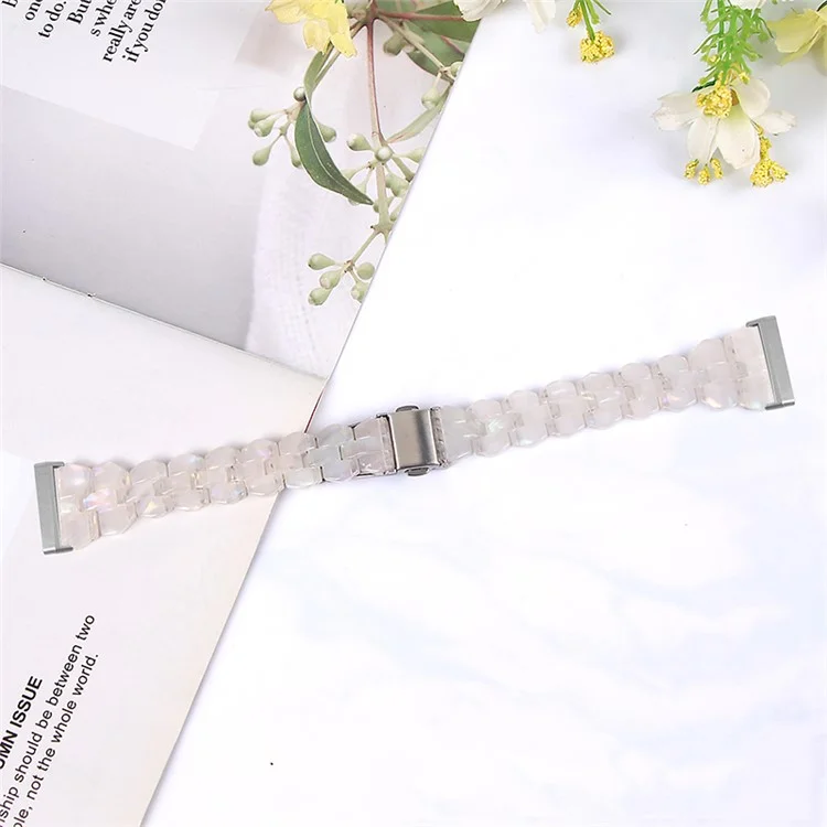 Para Garmin Vivoactive 3 / Vivoactive 3 Music Correa de Reloj de Resina de Repuesto Liberación Rápida de 20 mm Correa de Reloj con Broche Plegable - Blanco Concha