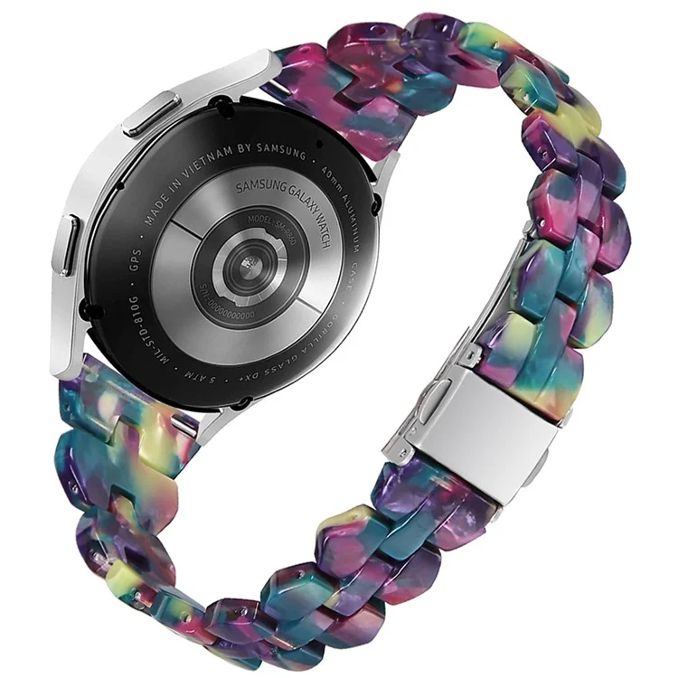 Für Samsung Galaxy Watch6 40mm 44mm / Watch6 Classic 43mm 47mm / Watch 5 40mm 44mm / 5 Pro 45mm / Watch4 40mm 44mm Rhombus Harz Uhrenarmband 20mm Armband Armband - Lila Grüne Blume