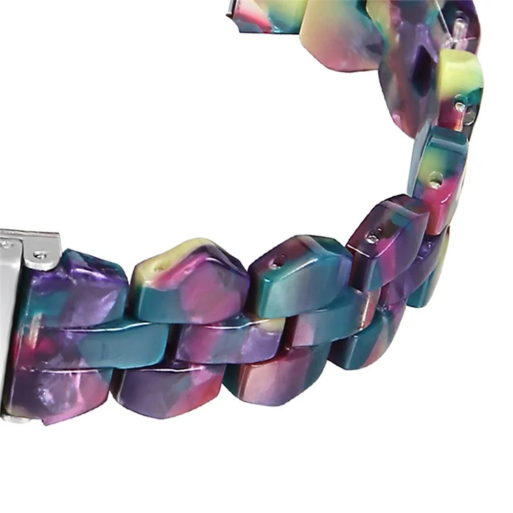 Für Samsung Galaxy Watch6 40mm 44mm / Watch6 Classic 43mm 47mm / Watch 5 40mm 44mm / 5 Pro 45mm / Watch4 40mm 44mm Rhombus Harz Uhrenarmband 20mm Armband Armband - Lila Grüne Blume