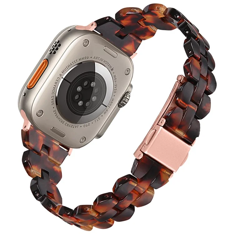 Watch Strap for Apple Watch Series 10 42mm / 9 8 7 41mm / SE (2023) SE (2022) SE 6 5 4 40mm / 3 2 1 38mm Resin Watch Band Quick Release - Tortoiseshell Color