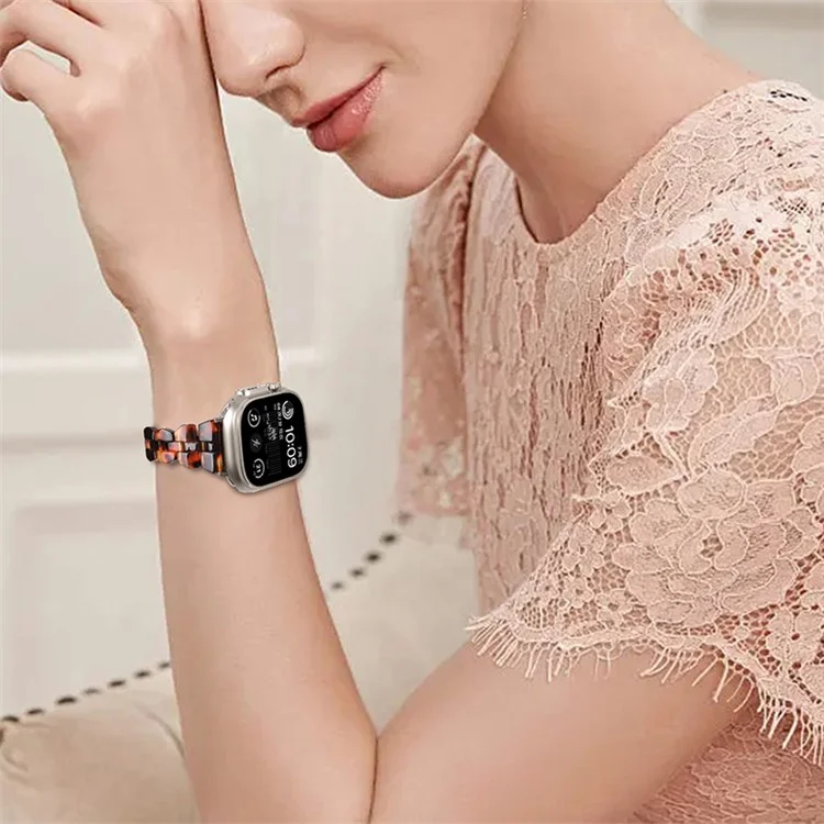 Watch Strap for Apple Watch Series 10 42mm / 9 8 7 41mm / SE (2023) SE (2022) SE 6 5 4 40mm / 3 2 1 38mm Resin Watch Band Quick Release - Tortoiseshell Color