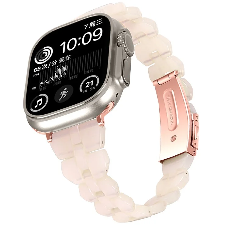 Ремешок для часов Apple Watch Series 10 42 мм / 9 8 7 41 мм / SE (2023) SE (2022) SE 6 5 4 40 мм / 3 2 1 38 мм, выполненный из смолы, с быстрым высвобождением - Светло-розовый