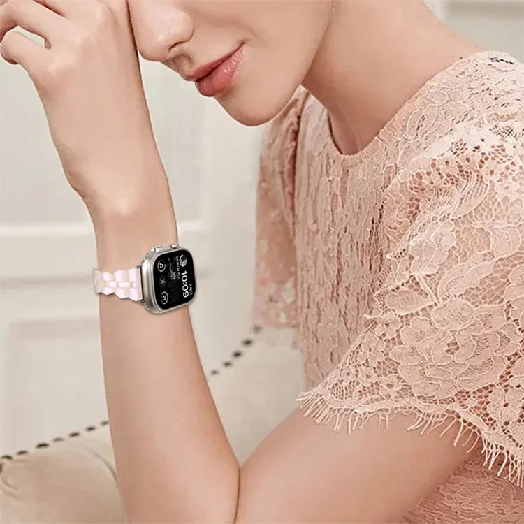 Ремешок для часов Apple Watch Series 10 42 мм / 9 8 7 41 мм / SE (2023) SE (2022) SE 6 5 4 40 мм / 3 2 1 38 мм, выполненный из смолы, с быстрым высвобождением - Светло-розовый