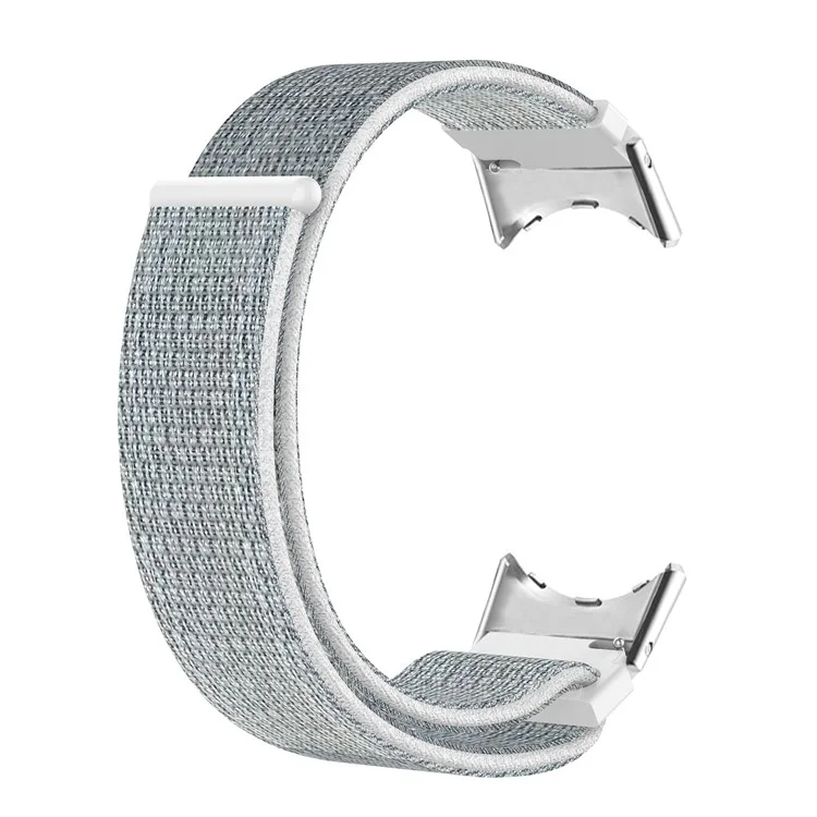 Für Google Pixel Watch Weiches Nylon Sportband Verstellbares Atmungsaktives Geflochtenes Riemenersatz Armband - Weiß / Grau