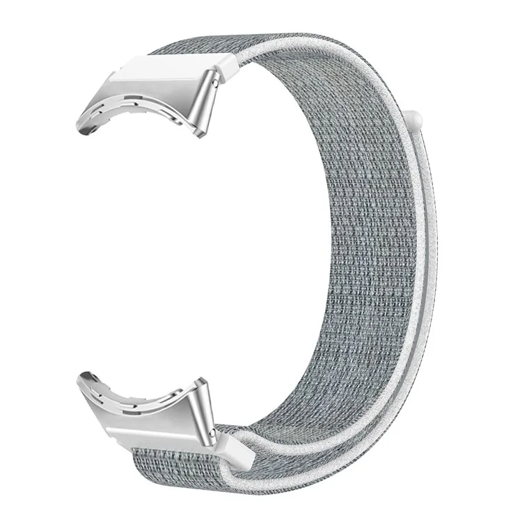 Für Google Pixel Watch Weiches Nylon Sportband Verstellbares Atmungsaktives Geflochtenes Riemenersatz Armband - Weiß / Grau