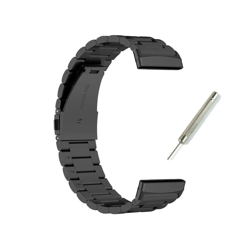 Per Fitbit Versa 4 / Versa 3 / Sense 2 / Sense Stylish 3 Beads Design Cinturino in Acciaio Inossidabile di Ricambio per Smartwatch - Nero