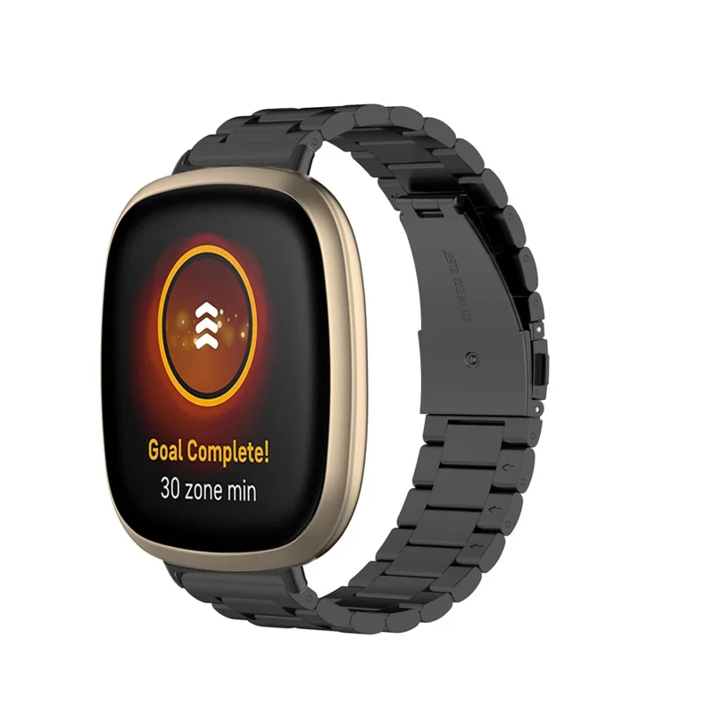 Per Fitbit Versa 4 / Versa 3 / Sense 2 / Sense Stylish 3 Beads Design Cinturino in Acciaio Inossidabile di Ricambio per Smartwatch - Nero