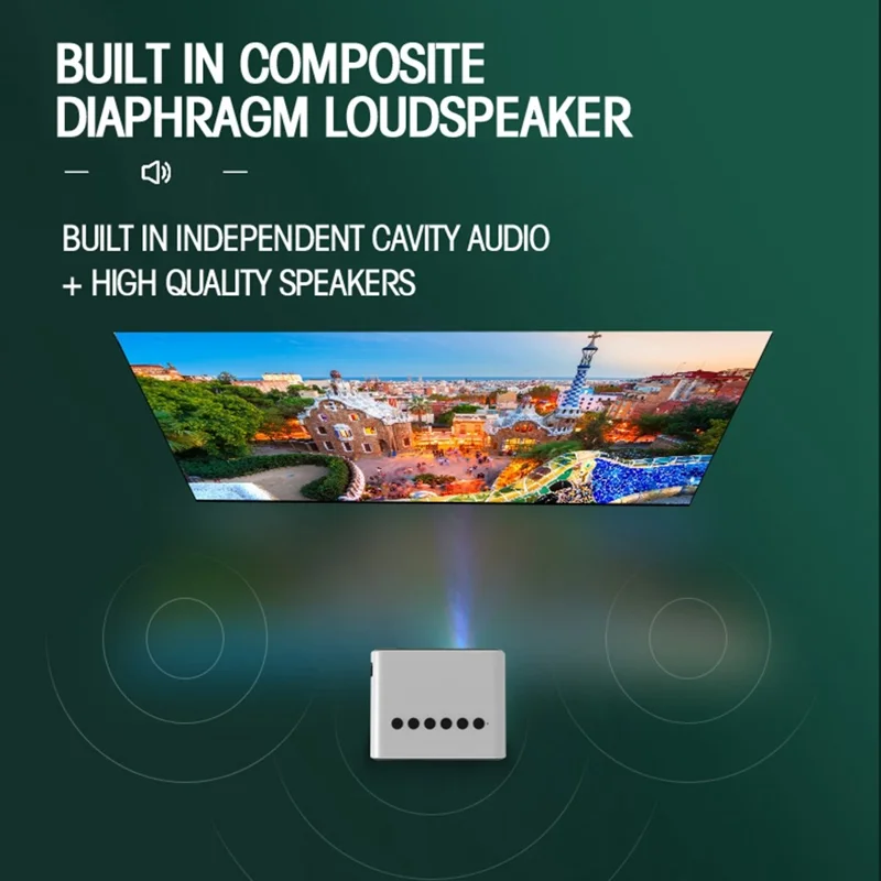 YITAN YT500 24 ANSI Mini Projector Home Theater Projector 100Inch Image Display for Phone, Laptop, Computer - White / EU Plug