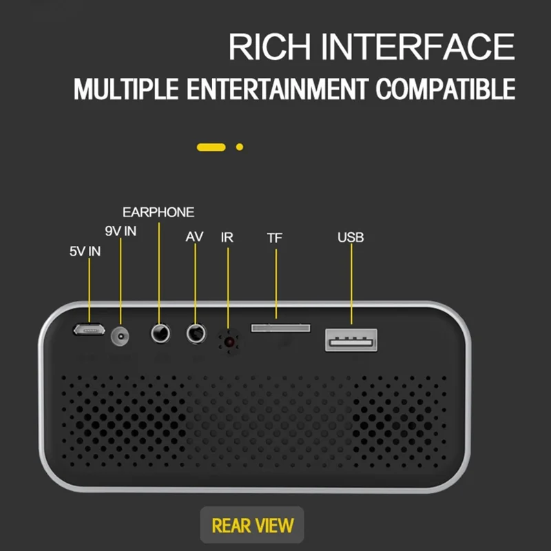 YITAN YT500 24 ANSI Mini Projector Home Theater Projector 100Inch Image Display for Phone, Laptop, Computer - Black / AU Plug