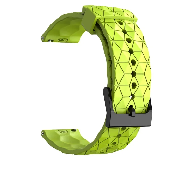 Für Samsung Galaxy Watch3 45mm / Huawei Watch GT 2 46mm / GT Runner / Garmin Forerunner 255 Uhrenarmband 22mm Fußballmuster Silikonarmband Ersatz - Lime