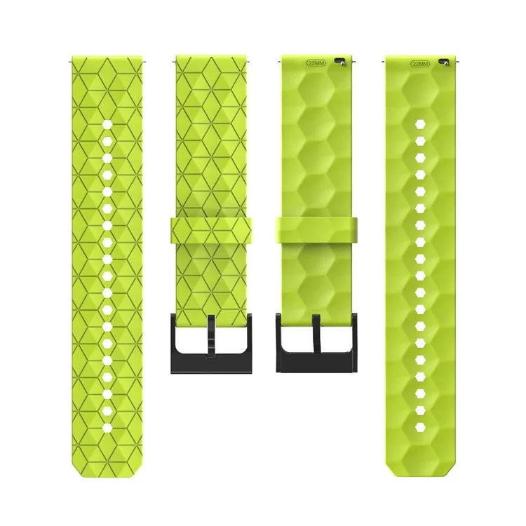 Für Samsung Galaxy Watch3 45mm / Huawei Watch GT 2 46mm / GT Runner / Garmin Forerunner 255 Uhrenarmband 22mm Fußballmuster Silikonarmband Ersatz - Lime