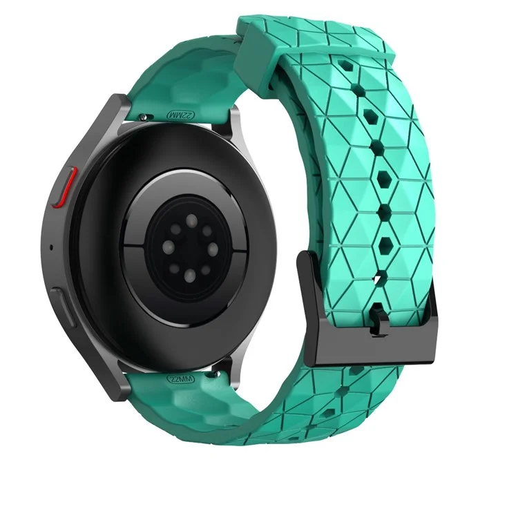 For Samsung Galaxy Watch3 / Huawei Watch GT 2 / GT Runner / Garmin Forerunner 255 Watch Band 22mm Football Pattern Silicone Wrist Strap Replacement - Teal Green