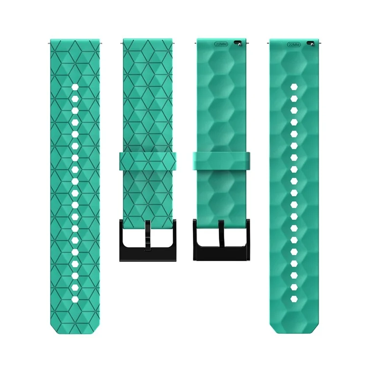 For Samsung Galaxy Watch3 / Huawei Watch GT 2 / GT Runner / Garmin Forerunner 255 Watch Band 22mm Football Pattern Silicone Wrist Strap Replacement - Teal Green