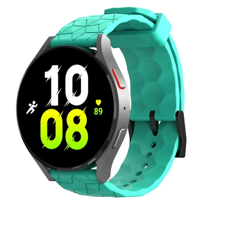 For Samsung Galaxy Watch3 / Huawei Watch GT 2 / GT Runner / Garmin Forerunner 255 Watch Band 22mm Football Pattern Silicone Wrist Strap Replacement - Teal Green