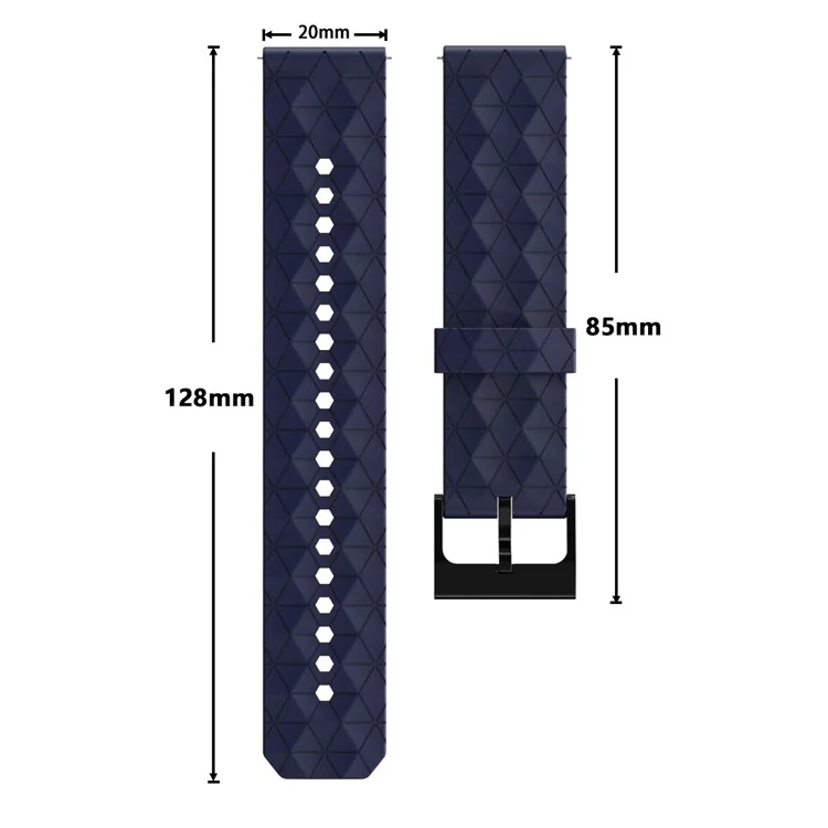 Pour Samsung Galaxy Watch 5 / Huawei Watch GT Football Pattern Silicone Watch Strap 20 mm Universal Remplacement-ground Band - Bleu Marine