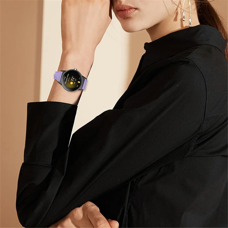 For Google Pixel Watch 3 41mm / Watch 2 / Pixel Watch Genuine Leather Watch Band Adjustable 20mm Bracelet Strap with Black Connector - Light Purple