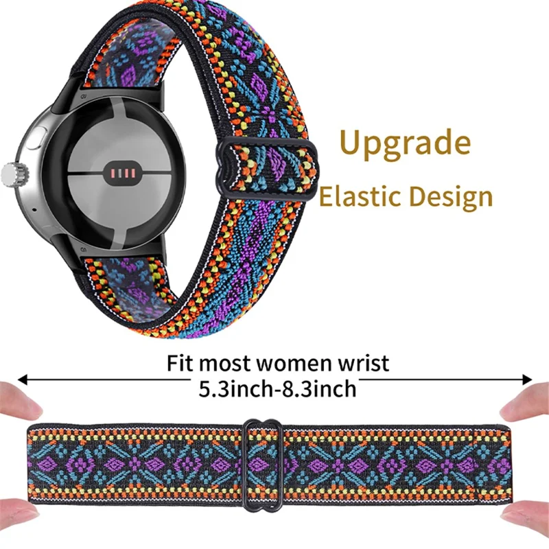 Elastic band for Google Pixel Watch 3 41 mm / Watch 2 / Pixel Watch, braided strap with black connector — style D