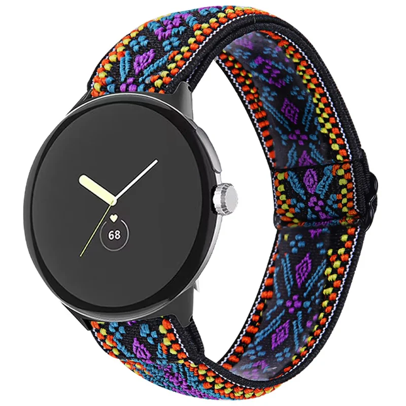 Elastic band for Google Pixel Watch 3 41 mm / Watch 2 / Pixel Watch, braided strap with black connector — style D