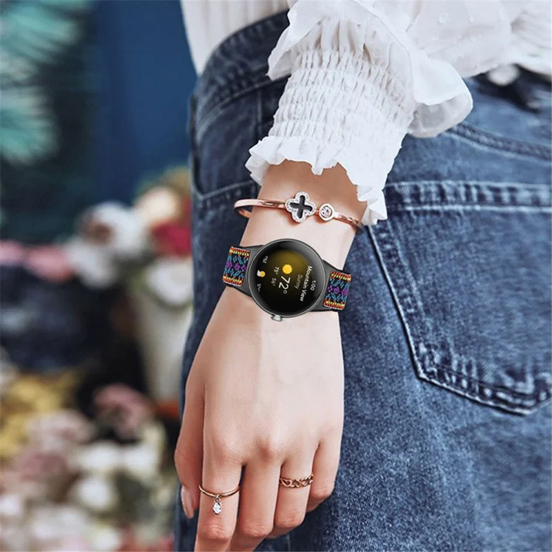 Elastic band for Google Pixel Watch 3 41 mm / Watch 2 / Pixel Watch, braided strap with black connector — style D