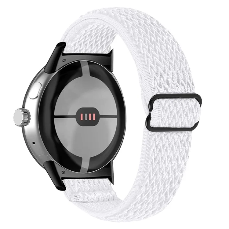 For Google Pixel Watch 2 / Pixel Watch Elastic Watch Strap Replacement Watch Band with Black Connector - White