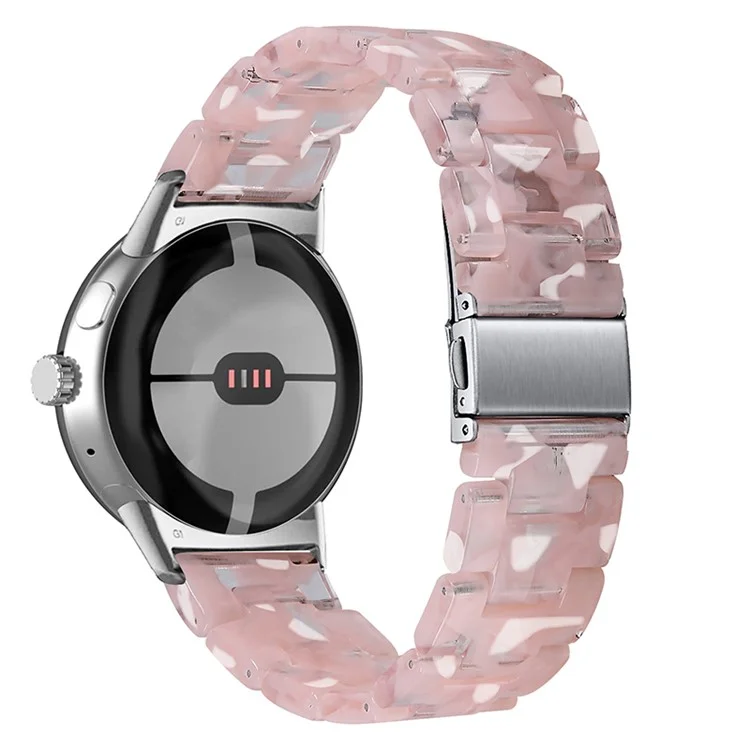 For Google Pixel Watch 3 41mm / Watch 2 / Pixel Watch Quick Release Resin Watch Band Replacement Polished 20mm Watch Strap - Light Pink