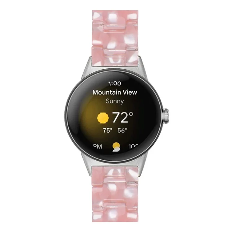 For Google Pixel Watch 3 41mm / Watch 2 / Pixel Watch Quick Release Resin Watch Band Replacement Polished 20mm Watch Strap - Light Pink