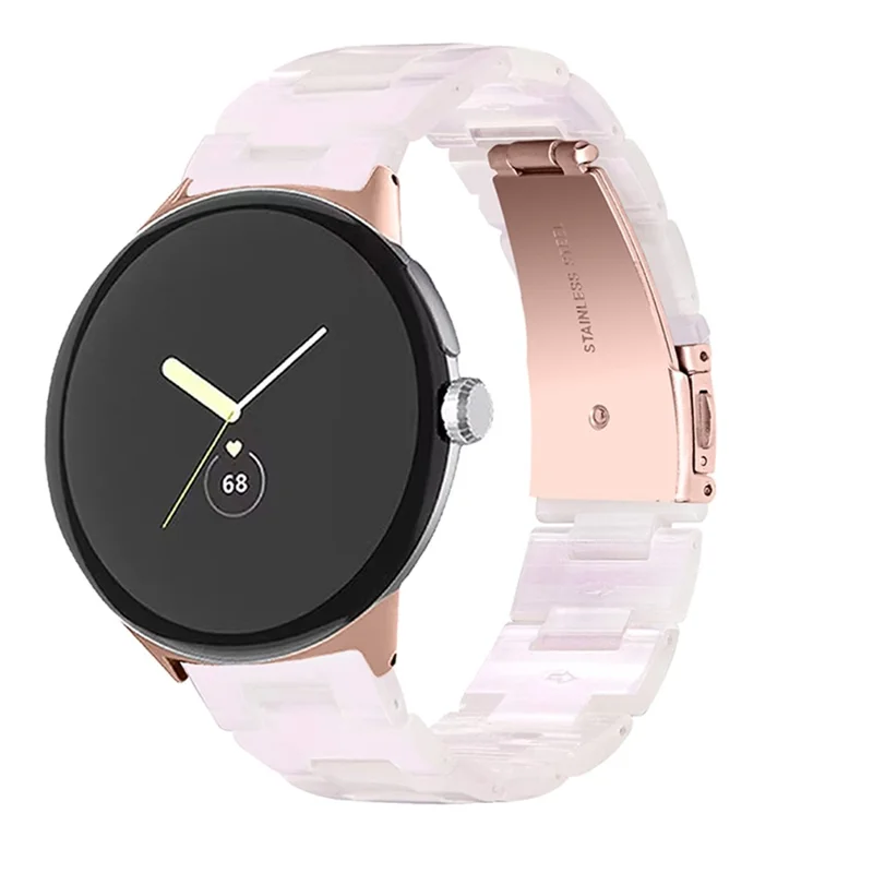 Replacement Watch Band for Google Pixel Watch 3 41mm / Watch 2 / Pixel Watch Quick Release Polished Watchband 20mm Resin Watch Strap - Pink