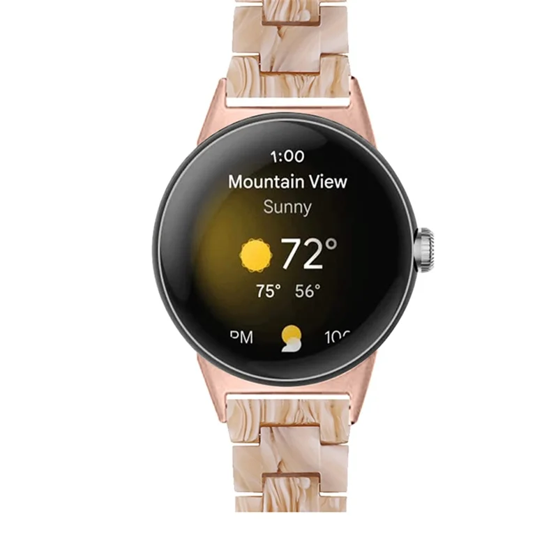 Replacement Watch Band for Google Pixel Watch 3 41mm / Watch 2 / Pixel Watch Quick Release Polished Watchband 20mm Resin Watch Strap - Silk White