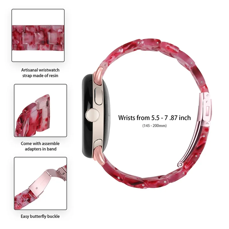 Replacement Watch Band for Google Pixel Watch 3 41mm / Watch 2 / Pixel Watch Quick Release Polished Watchband 20mm Resin Watch Strap - Peach