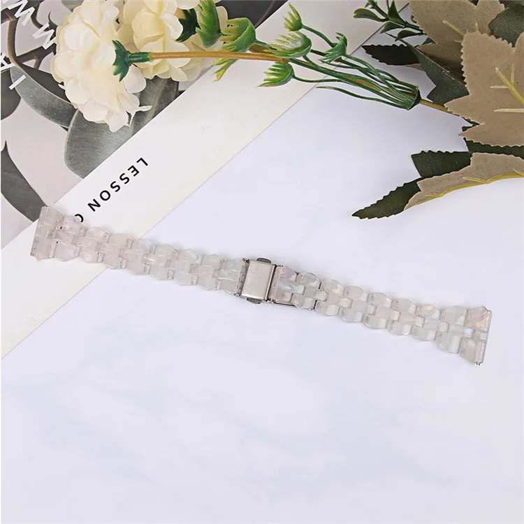 Pour Google Pixel Rhombus Resin Watch Band Bracelet de Bracelet de Bracelet Léger Avec Boucle en Acier Inoxydable - Coquille Blanche