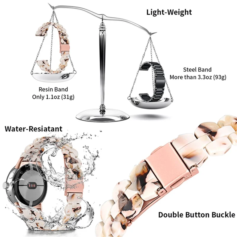 For Google Pixel Watch 3 41mm / Watch 2 / Pixel Watch Rhombus Resin Band Lightweight Wristband Bracelet Strap with Stainless Steel Buckle - Nougat