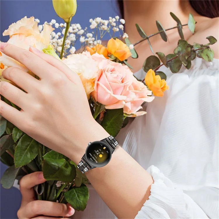 For Google Pixel Watch 2 / Pixel Watch Rhinestone Decor Stylish Smart Watch Band Zinc Alloy Wrist Strap Replacement - Black