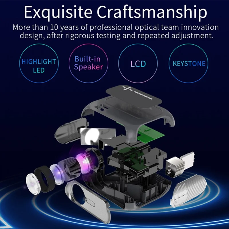 T7 1080P HD Video Mini Projector Bærbar 200ANSI Filmprojektor med Funktion til at Synkronisere Smartphoneskærm - EU-tilslutning