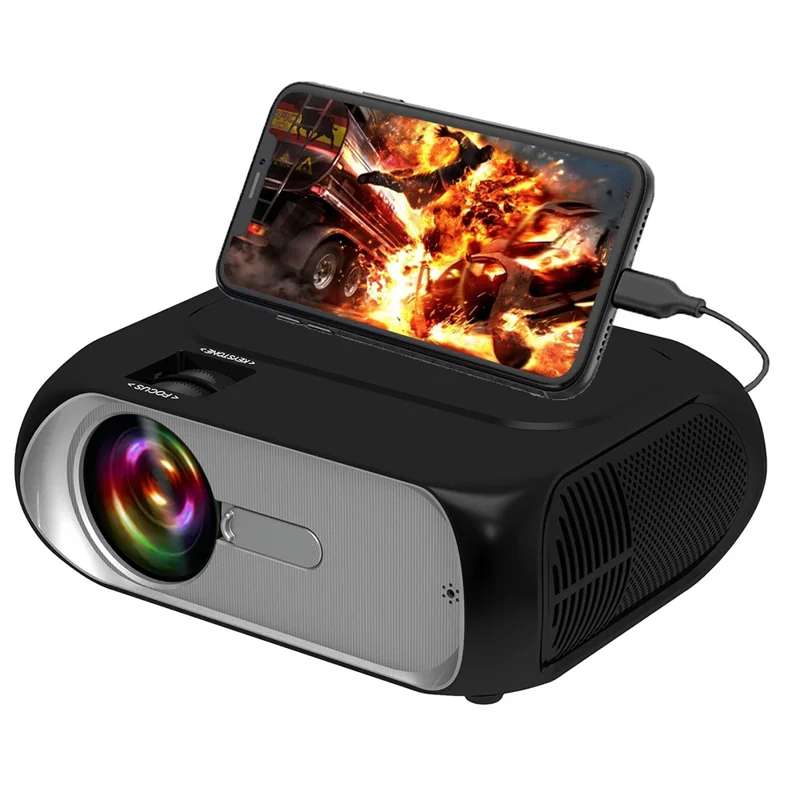 T7 1080P HD Video Mini Projector Portable 200ANSI Movie Projector with Synchronize Smartphone Screen Function - AU Plug