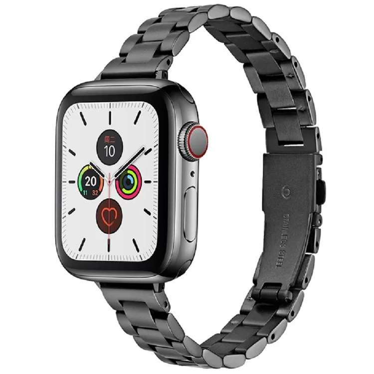 для apple watch series 8 / 7 41 мм / серия 6 / 5 / 4 / se (2022) / se 40 мм / серия 3 / 2 / 1 38 -мм металлическая часовая полоса три бусина слим -браслетный ремешок - черный